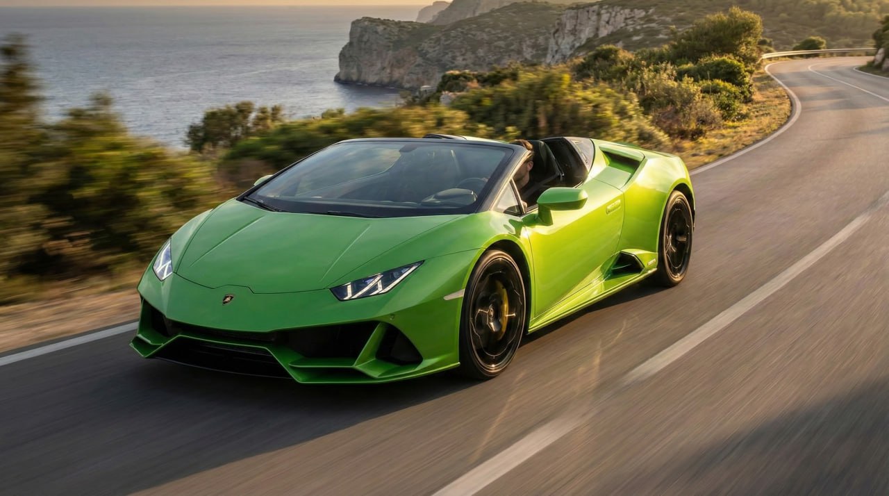 Hyra Lamborghini Huracan Evo Spyder i Stockholm - Premium sportbilsuthyrning Bravira Cars