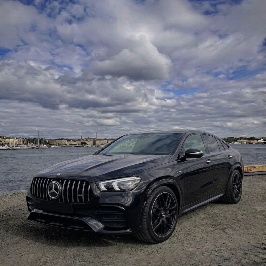 Hyra Mercedes-Benz GLE 53 AMG Coupé Hybrid i Stockholm - Premium sports car rental Bravira Cars